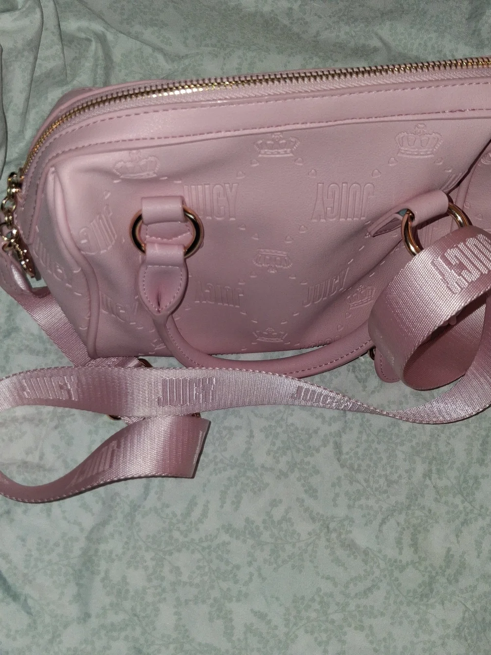 Juicy Couture Debossed Logo Crown Speedy Satchel Pink